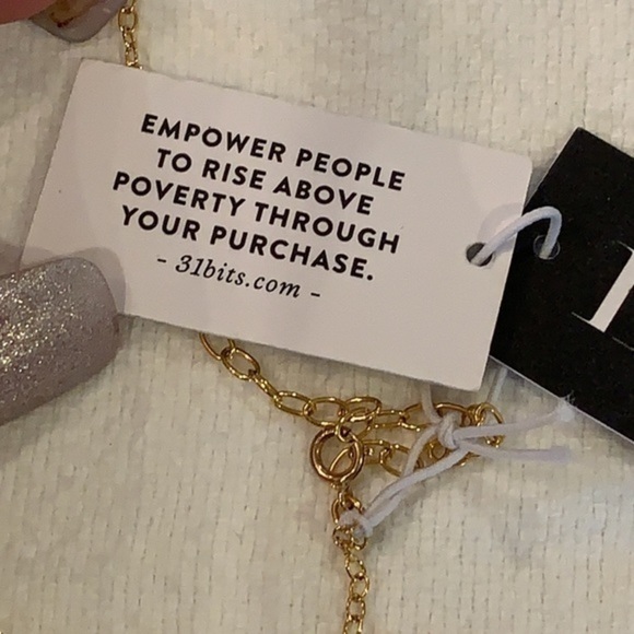 31bits 14k gold filled paper wrap beads delicate chain statement necklace - Picture 4 of 11